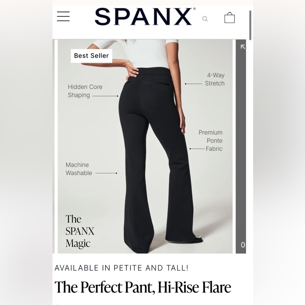 Spanx NWT Medium Perfect Pant Hi-Rise Flare in classic black